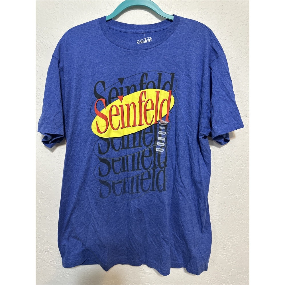 Seinfeld Logo Graphic T-Shirt Mens XL Heather Blue Short Sleeve Sitcom‎ Tee